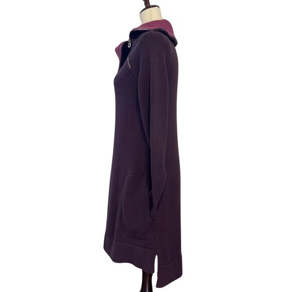 Soft Surroundings Sweater Dress Pockets Funnel Turtleneck Thick Knit Purple Sz S - Picture 9 of 14
